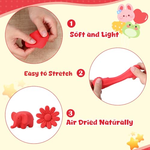 VioraWhite 40 Pcs 21oz Air Dry Clay Bulk Modeling Ultra Lightweight Foam Modeling Clay for Kids Adults DIY Crafts Party Arts and School Project Gifts Supplies (Red) - color: Red