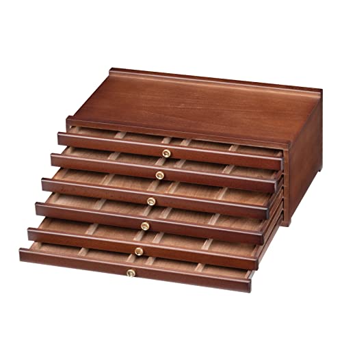MEEDEN 6-Drawer Art Supply Storage Box - Large Capacity Multi-Function Beech-Wood Pencil Box with Drawer & Compartments for Organizing Pastels, Pencils, Pens, Markers, Brushes & Stamp, Walnut - color: Walnut, size: 6-Drawer Storage Box