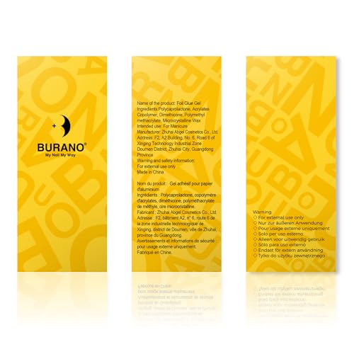 BURANO Nail Art Nail Foil Glue Gel, o.5 oz with 10PCS Foil Stickers Set Nail Foil Glue for Nails Foil Transfer Gel, Nail Design DIY UV LED Lamp Required (Fire 21) - color: Fire 21