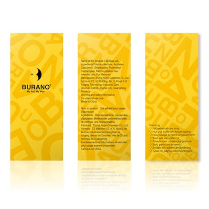 BURANO Nail Art Nail Foil Glue Gel, o.5 oz with 10PCS Foil Stickers Set Nail Foil Glue for Nails Foil Transfer Gel, Nail Design DIY UV LED Lamp Required (Fire 21) - color: Fire 21