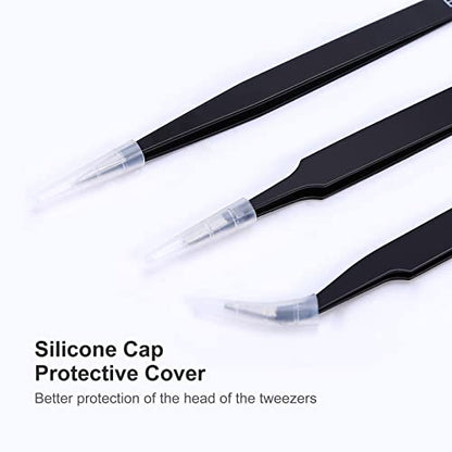 kaverme 3PCS Precision Tweezers Set, Upgraded Anti-Static Stainless Steel of Tweezers, for Electronics, Soldering, Laboratory Work, Jewelry-Making, Model, Craft - style: 3pcs