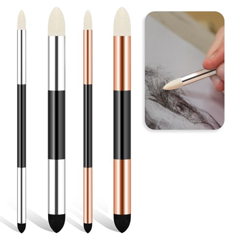 2pcs Blending Sponge Pen Oil Pastels for Artists Dual Tip Drawing Art Oil Soft Pastel Blending Tools Reusable Washable Sketch Rubbing Sponge Brush for Artist Professional Sketch Drawing Lightening