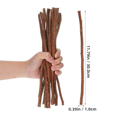 50 PCS Wood Log Sticks for Crafts,12 Inch DIY Twigs Sticks Natural Unfinished Wood Branches for Rustic Home Decor Fairy Gardens School Projects Photo Props - 0.4" Diameter Round Twigs