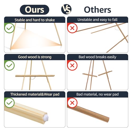 Wooden Easels for Display, Wood Easels for Wedding Signs, Stand Tripod with Adjustable Tray A-Frame Light Duty for Poster, Welcome Sign, Art Show & Baby Shower (3 Pack, 63") - color: 3Pack-Natural
