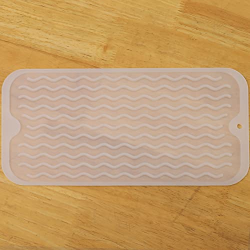 MicoYang Silicone Dish Drying Mat for Multiple Usage,Easy clean,Eco-friendly,Heat-resistant Silicone Mat for Kitchen Counter or Sink,Refrigerator or Drawer Liner Translucent S 12 inches x 6 inches - color: Translucent, size: 12"L x 6"W