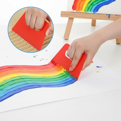 4 Pack Textured Art Tools for Plaster Plastic Paint Scraper Tool, Art Paint Scraper Kit DIY Graffiti Oil Painting and Drawing Play for Texture Arts on Canvas Putty Pottery Acrylic