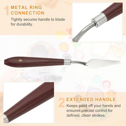 HARFINGTON Palette Knife Painting Tool 2.2" x 0.71" Stainless Steel Art Spatula Pallet Knives Scrapers Tools with Plastic Handle for Acrylic Oil Canvas Mixing Spreading, Red/Silver - size: 2.2" x 0.71"