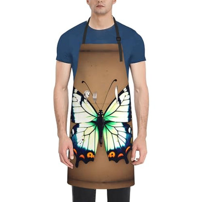 Cartoon heart sun Heavy Duty Waterproof Apron with Pockets for AdultsResistant Grilling, Gardening, Painting - color: Cute Little Butterfly