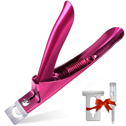 Elegant Violet Red Premium Adjustable Stainless Steel Artificial Acrylic Fake False Nail Tip Clipper Cutter Trimmer Manicure Pedicure Sharp Blade Clip Tool For Salon Home Nail Art Beauty Design DIY - color: Elegant Violet Red