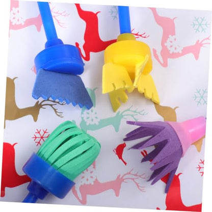 Lurrose 8Pcs Sponge Paint Rollers Set Kids Painting Rolls with Handle Foam Brayers for Drawing Graffiti Art Lessons Craft Projects 4.33In