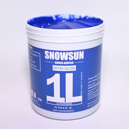 SNOWSUN Ultramarine Acrylic Paints, Large Bulk Heavy Body Acrylic Paint (42.4 oz, 1L) - Non Toxic Gloss Thick Art Paint for Multi-Surface, Ideal for Canvas Wood Ceramic Fabric and Leather, Stone Craft, for Artists & Beginners - color: Ultramarine