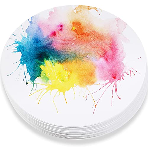 TaoBary 60 Pack Watercolor Paper Round 250 GSM Cold Pressed Watercolor Paper 10 Inch Diameter Ideal for Most Wet and Dry Media, Ideal for Beginners, Artists and Specialists - size: 10 Inch Diameter
