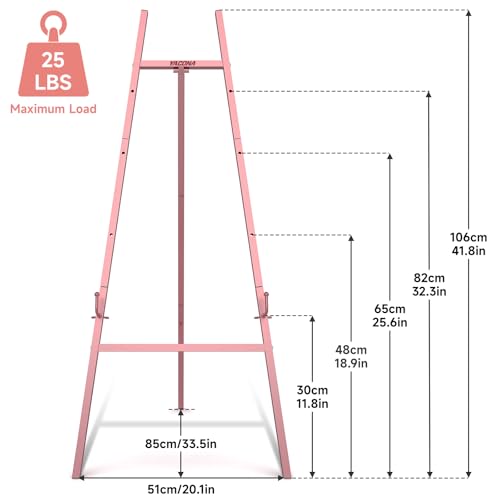 Easel Stand for Sign, Heavy Duty Metal Display Easel with Adjustable Chain, 4-Tier Height Art Easel for Painting, Wedding Sign, Posters & Commercial Display (Rose Gold) - color: Rose Gold