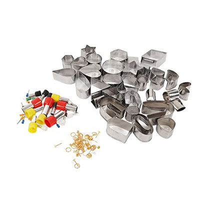 PinzqTrading Polymer Clay Earring Kit with 36 Stainless Steel Shape Cutters, 40 Round Cutters, 60 Earring Findings, DIY Jewelry Making Set for Beginners and Crafters
