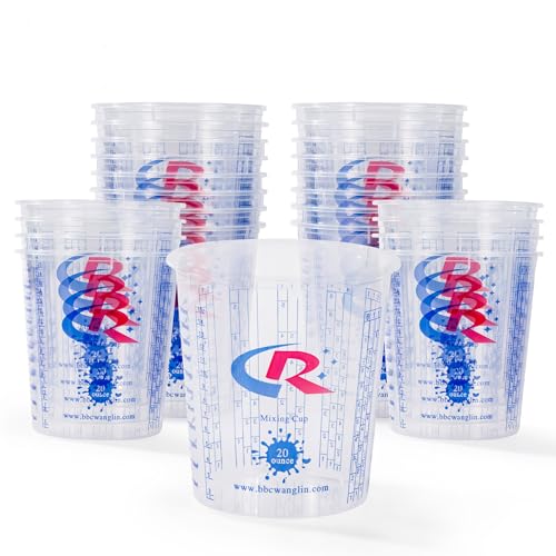 Paint Mixing Cup 20 Ounce, Accurate Measurements in Ratios and OZ. and ML, 12PCS Plastic Graduated Measuring Cups for Paint, Resin, Epoxy, Acrylic, Pigments, Art