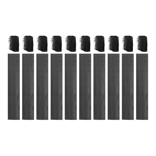 MECCANIXITY 10Pcs Willow Charcoal Sticks, 18-21mm Willow Charcoal Pencils Soft Sketch Vine Art Supplies Set for Drawing Sketching Shading Painting Artists Beginners