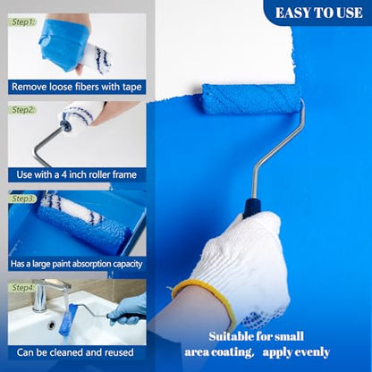 200 Pack 4 Inch Microfiber Paint Roller, Small Paint Roller Covers with 2Pcs Anti Rust Metal Roller Frames, Mini Paint Rollers for House Painting, Wall Painting Tool - size: 4 Inch Paint Roller Kit, 200 Pack