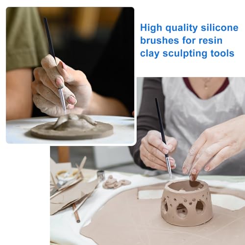 SmallCat 10 Pcs Silicone Paint Brushes, Flexible Clay Carving Tools, Professional Sculpting Tools for Handicraft Pottery Artwork Shaping Carving DIY- White (3mm+5mm) - color: White, 10 Pcs