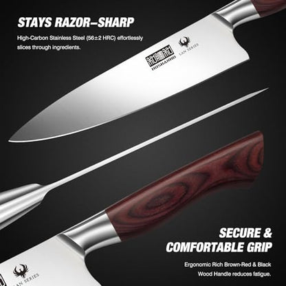 HOSHANHO 5-Piece Japanese Style Kitchen Knife Set,Professional Ultra Sharp High-Carbon Stainless Steel Chefs Knives with Ergonomic Wood Handle,Elegant Box Packaging - size: 5 Pieces Knife Set