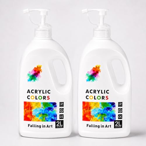 Falling in Art Titanium White Acrylic Paint, Large 135.2 Oz Premium Pouring Acrylic Paint, Perfect for Canvas, Wood, Ceramic, and More - color: Titanium White*2