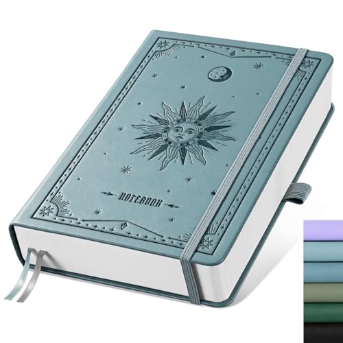 EMSHOI Blank Notebook Journal - 320 Pages, 100gsm Thick Paper, A5 Hardcover Leather, Art Sketchbook for Drawing, Unlined, Plain Sketch Book for Women Men Work Writing, 5.75 X 8.38, GrayBlue - color: GrayBlue, size: A5 Blank
