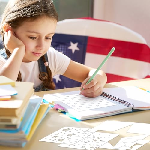 JarThenaAMCS 16Pcs Star Shape Stencils Patriotic Star Templates Stencils Reusable Plastic Drawing Painting Template for 250th Anniversary 4th of July Independence Day DIY Art Craft Painting on Wood - style: Star