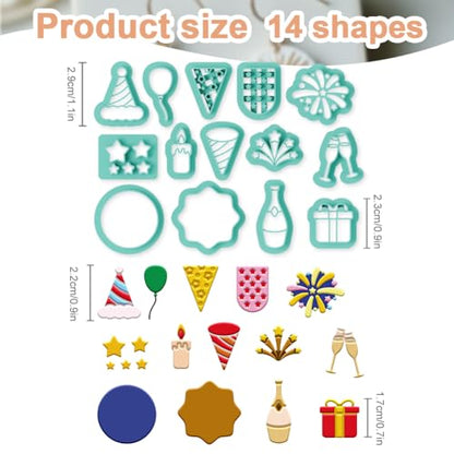 14Pcs Celebrating Birthdays Polymer Clay Cutters Clay Earrings Cutters for Adults Polymer Jewelry Cutter for Earrings Making Birthday Party DIY Supplies - style: Celebrating Birthdays