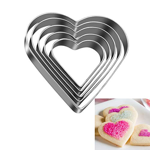 Love Heart Cookie Cutter Set Pack of 5 Valentines Day Heart Biscuit Cutter for Sandwiches, Pastries, Fruit and Cakes Birthday, Wedding Baking Tools - style: A-Heart