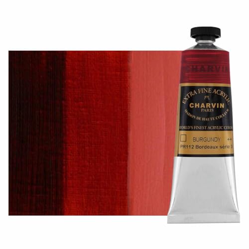 Charvin Extra Fine Professional Acrylic Paint - Burgundy, 60ml Tube, Triple-Milled, Lightfast Pigments, Open Stock Artist Acrylic Paints in Nature-Inspired Hues - color: Burgundy, size: 2.02 Fl Oz (Pack of 1)