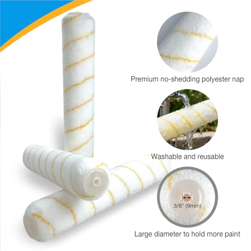 Great Andrew 6-Pack Paint Roller Covers, 14 Inch 1/2" Nap Microfiber Roller Sleeves for Walls, Ceilings, Smooth & Semi-Smooth Surfaces - size: 6pcs,14",Microfiber