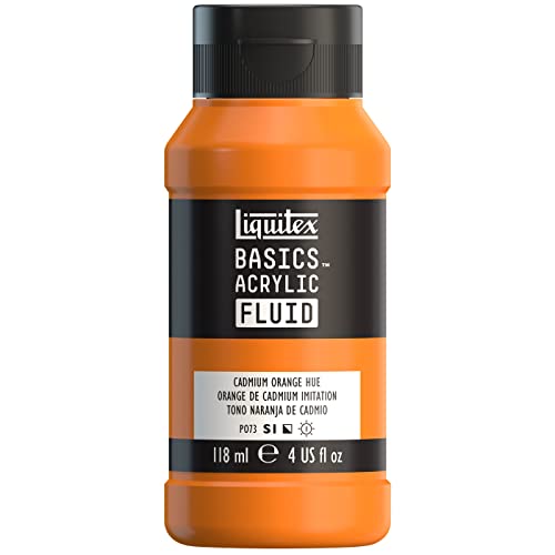 Liquitex BASICS Acrylic Fluid Paint, 118ml (4-oz) Bottle, Cadmium Orange Hue - color: Cadmium Orange Hue, style: 118ml (4-oz)