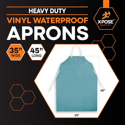 Xpose Safety Heavy Duty Vinyl Waterproof Aprons, White - For Home, Industrial and Commercial Use - Chemical Resistant - color: Green, style: 12 Pack