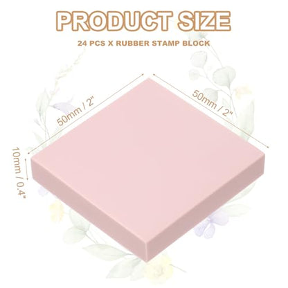 PATIKIL 24Pcs 2X2" Rubber Carving Blocks, Soft Linoleum Art Carving Block Square Crafts Stamp Making for Printmaking Stamps Carving Supplies, Pink - color: Pink