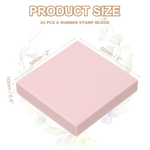 PATIKIL 24Pcs 2X2" Rubber Carving Blocks, Soft Linoleum Art Carving Block Square Crafts Stamp Making for Printmaking Stamps Carving Supplies, Pink - color: Pink