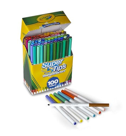 Crayola Super Tips Marker Set (100ct), Fine Point Washable Markers, Teacher Must Haves, Back to School Supplies for Kids & Adults, Art Supplies, Ages 3+ - size: 1 Count (Pack of 1)