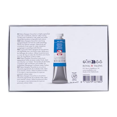 Royal Talens Gouache - Mixing Set of 8, 20 ml tubes