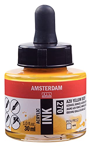 Amsterdam Acrylic Ink Bottle 30 ml AZO Yellow deep 270 (17202700) - color: Azo Yellow Deep