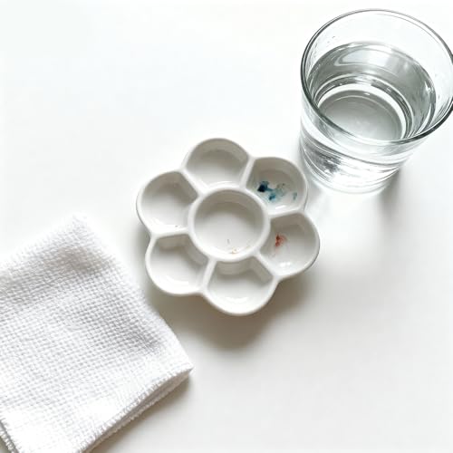 15 Pack Round Paint Palettes, 6.7''Paint Tray Palettes with 7 Wells, White Plastic Paint Mixing Tray Watercolor Painting Dish for Oil DIY Art Gouache, Easy to Clean