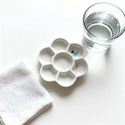15 Pack Round Paint Palettes, 6.7''Paint Tray Palettes with 7 Wells, White Plastic Paint Mixing Tray Watercolor Painting Dish for Oil DIY Art Gouache, Easy to Clean