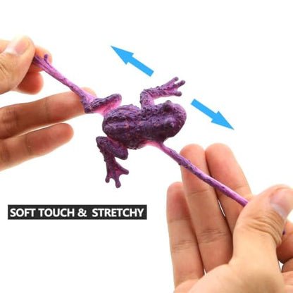 ValeforToy Mini Rubber Frog Sets, Super Stretchy TPR Material with Gift Bag, Realistic Frog Figure Toys for Boys