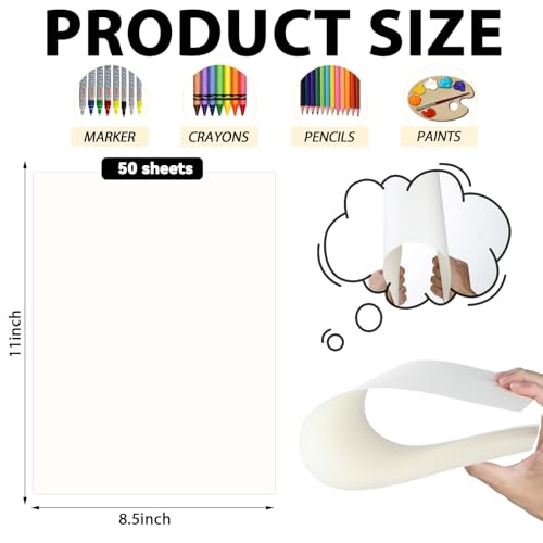 gisgfim 50 Sheets Bristol Paper Smooth 8.5×11 inches 100lb/270g Artist Paper for Adults and Students Markers Pen and Ink - size: 8.5×11