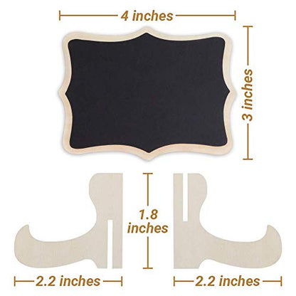 Mini Chalkboard Signs, 20 Pack Framed Small Chalk Board Food Labels with Easel Stand for Party Buffet or Wedding Celebration, Wooden Blackboard as Place Cards for Table Setting or Numbers