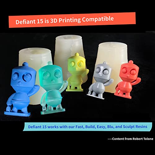 Siraya Tech Defiant 15 Platinum Silicone Mold Making Kit, Food Safe, Shore A 15 Hardness, Ideal for 3D UV Resin Projects, Easy Curing, No Coating Required, Durable, Versatile, 2.2 lb Set Clear - color: Translucent 15A Hardness