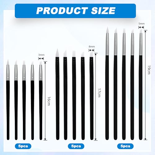 15Pcs Silicone Brushes, Silicone Sculpting Tools Clay Carving Tools, Professional Sculpting Tools for Pottery Artwork Shaping Carving DIY (5 Types)