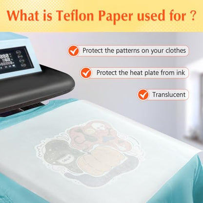 50 Pack PTFE Teflon Paper 16×11.7" 50 Sheets for Heat Press Heat Resistant Craft Mat,Sublimation Paper and Heat Transfer Paper Reusable - color: Teflon Paper, size: 11"×17" 50Sheets