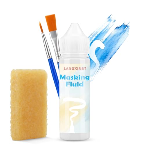 30ml White Masking Fluid for Watercolor Painting, Resistant Ink and Pouring Paint, Watercolor Masking Fluid Keeps Areas Colorless and Edges Sharp, Art Supplies for Artists