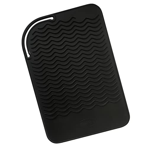 9" X 6" Silicone Heat Resistant Travel Mat, Anti-Heat Pad for Hair Straighteners, Curling Irons, Flat Irons and Other Hair Styling Tools - Black - color: Black