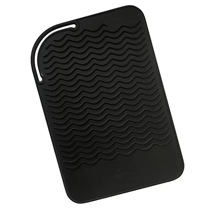 9" X 6" Silicone Heat Resistant Travel Mat, Anti-Heat Pad for Hair Straighteners, Curling Irons, Flat Irons and Other Hair Styling Tools - Black - color: Black