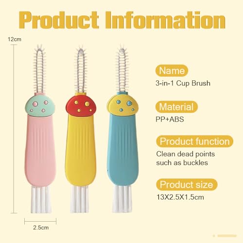 3 in 1 Cup Lid Cleaning Brush, 2025 New Multifunctional Cleaning Brush Crevice Cleaner Brush for Bottle Gap Tight Spaces, 3 in 1 Portable Cup Lid Cleaner with Brush (All) - color: All