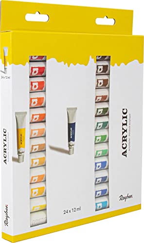 Rayher 38926000 Set of 24 Artists Quality Acrylic Paints, 12 ml Colour Tubes for Painting in 24 Assorted Colours - style: Acrylic paints